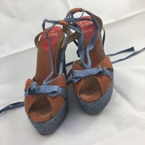 Christian louboutin blue & brown platform. Sz 39